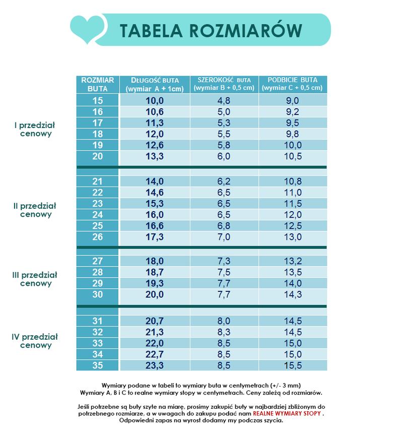 Rozmiar buta sześciolatka